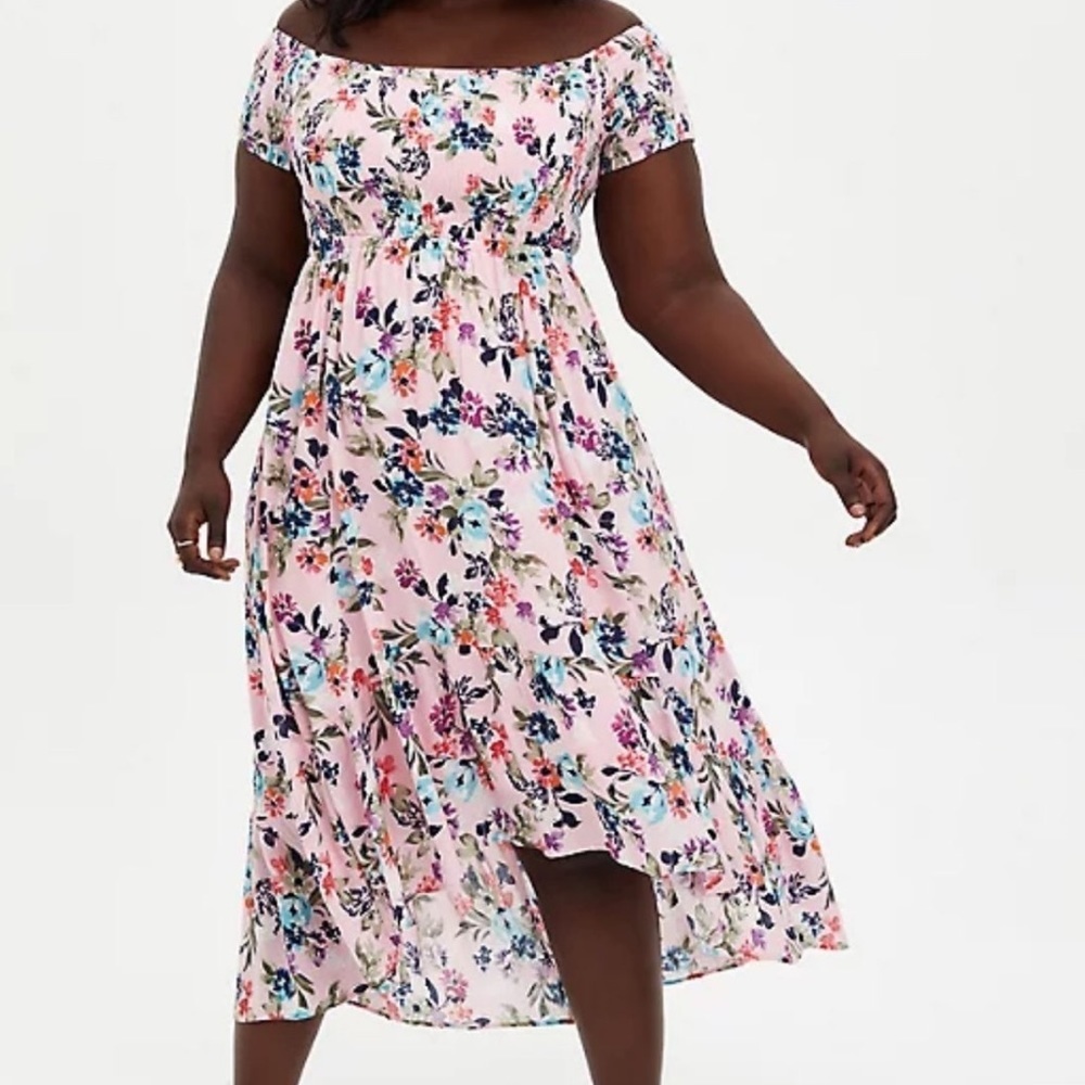 Torrid Off Shoulder Hi-Lo Maxi Dress